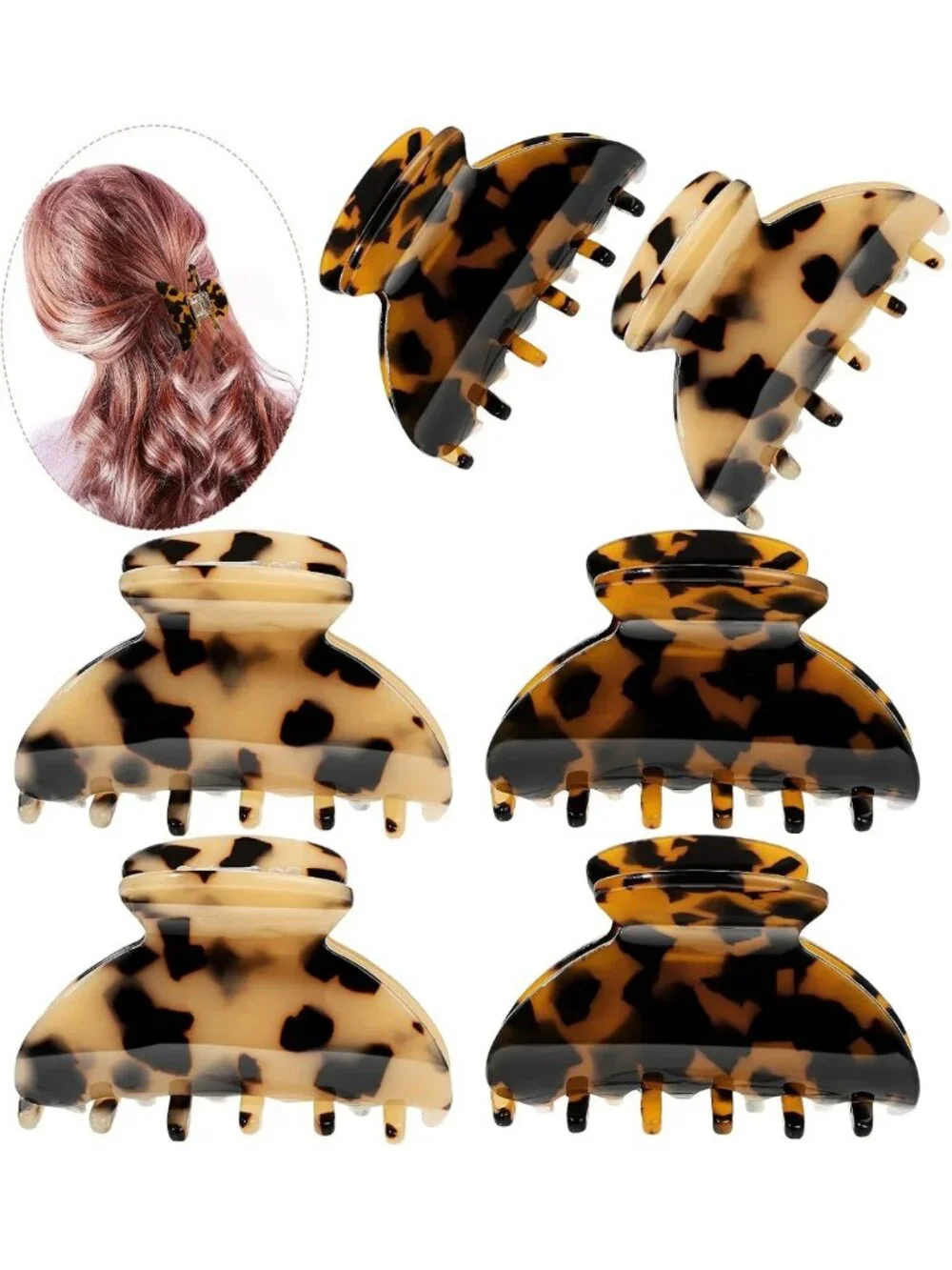 Colorful Medium Hair Claw Clips for Thin Hair - 6 Pack, Stylish & Durable